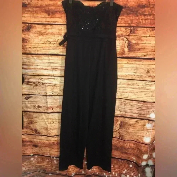 🔥VENUS Sequins and Lace Black Corset Jumpsuit with belt🔥NWT size 6 - Picture 14 of 16